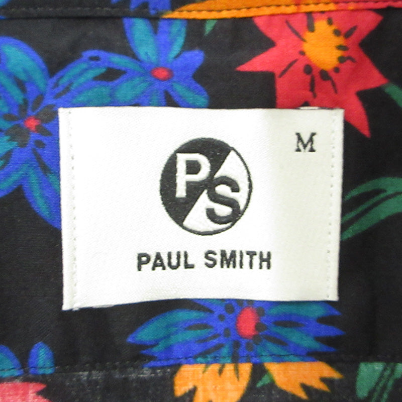Paul Smith | ポール・スミス 総柄半袖シャツ フラワープリント 花柄 半袖シャツ 262321 ブラック×ブルー マルチカラー サイズ：M【三重本店】