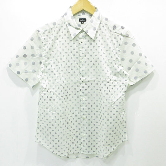 Paul Smith | ポール・スミス 総柄半袖シャツ ドット柄 水玉 半袖シャツ 163611 ホワイト×グレー サイズ：M【三重本店】