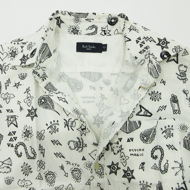 Paul Smith | ポール・スミス リネン混総柄半袖シャツ 半袖シャツ 252604 ホワイト サイズ：S【三重本店】