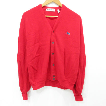 カーディガン IZOD LACOSTE 60～70年代 USA製 アクリルカーディガン レッド サイズ：L【三重本店】