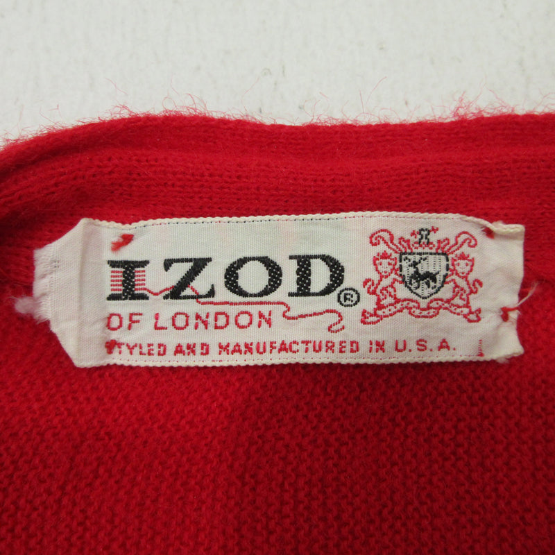 カーディガン IZOD LACOSTE 60～70年代 USA製 アクリルカーディガン レッド サイズ：L【三重本店】