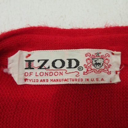 カーディガン IZOD LACOSTE 60～70年代 USA製 アクリルカーディガン レッド サイズ：L【三重本店】
