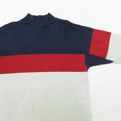 L.L.Bean | エルエルビーン モックネックボーダー柄長袖Tシャツ 総柄 ヘビーウェイト 80-90s USA製 長袖Ｔシャツ BE-944ST ホワイト系 ライトグレー マルチカラー サイズ：表記サイズ(US)【三重本店】