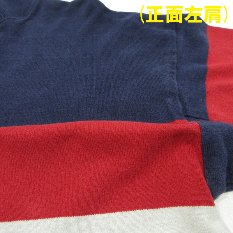 L.L.Bean | エルエルビーン モックネックボーダー柄長袖Tシャツ 総柄 ヘビーウェイト 80-90s USA製 長袖Ｔシャツ BE-944ST ホワイト系 ライトグレー マルチカラー サイズ：表記サイズ(US)【三重本店】