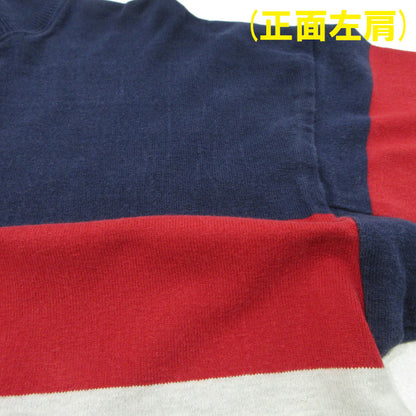 L.L.Bean | エルエルビーン モックネックボーダー柄長袖Tシャツ 総柄 ヘビーウェイト 80-90s USA製 長袖Ｔシャツ BE-944ST ホワイト系 ライトグレー マルチカラー サイズ：表記サイズ(US)【三重本店】