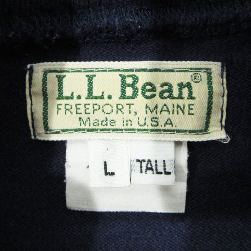 L.L.Bean | エルエルビーン モックネックボーダー柄長袖Tシャツ 総柄 ヘビーウェイト 80-90s USA製 長袖Ｔシャツ BE-944ST ホワイト系 ライトグレー マルチカラー サイズ：表記サイズ(US)【三重本店】