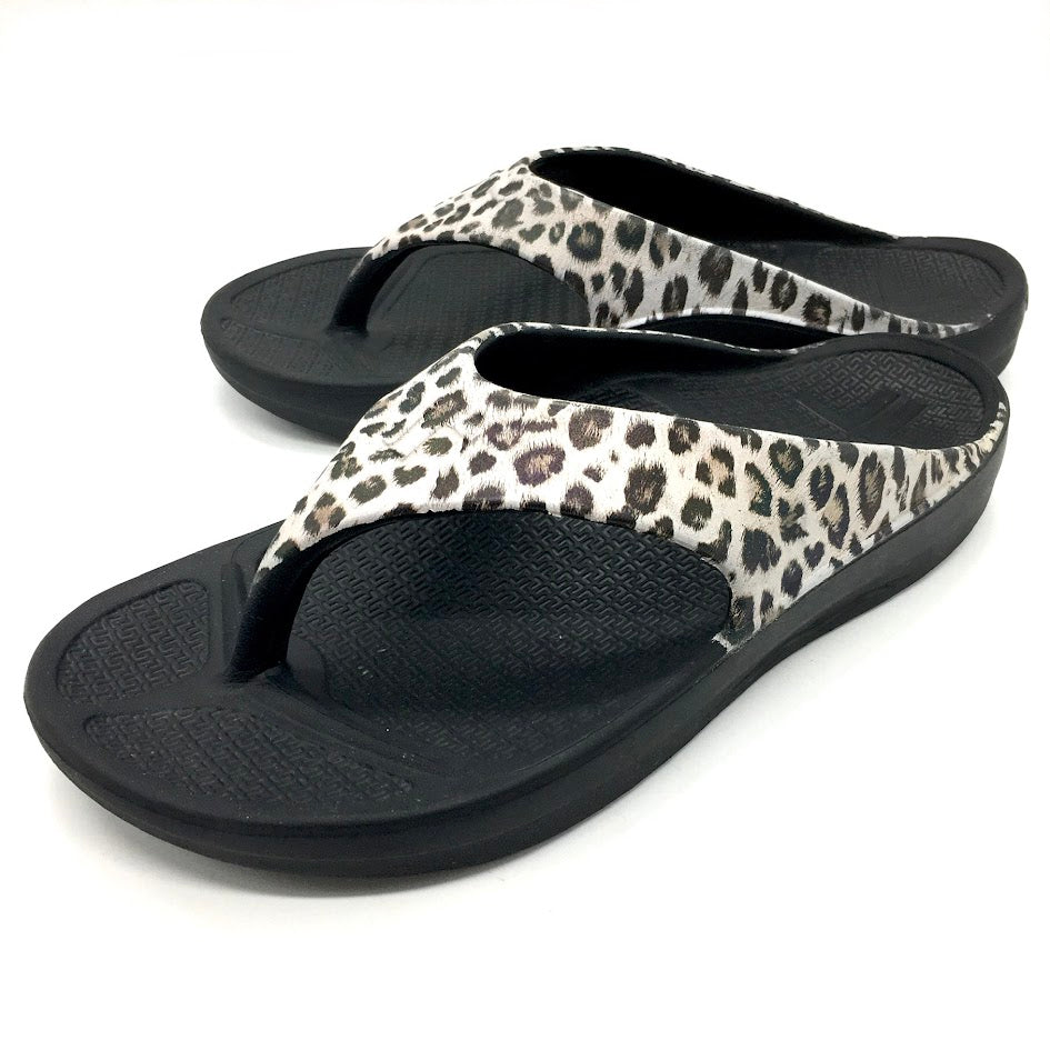 TELIC｜テリック　W-FLIP FLOP サンダル ブラック×レオパード柄 サイズ：XL【倉吉店】