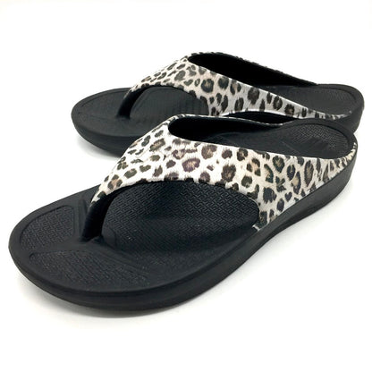 TELIC｜テリック　W-FLIP FLOP サンダル ブラック×レオパード柄 サイズ：XL【倉吉店】