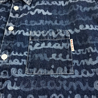 MARNI | マルニ 23SS Maremarni Denim Shirt in Ocean デニム 総柄 長袖シャツ CJU0061A0 ブルー サイズ：46【倉吉店】