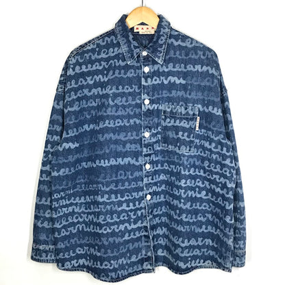 MARNI | マルニ 23SS Maremarni Denim Shirt in Ocean デニム 総柄 長袖シャツ CJU0061A0 ブルー サイズ：46【倉吉店】