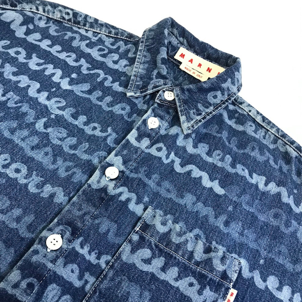 MARNI | マルニ 23SS Maremarni Denim Shirt in Ocean デニム 総柄 長袖シャツ CJU0061A0 ブルー サイズ：46【倉吉店】