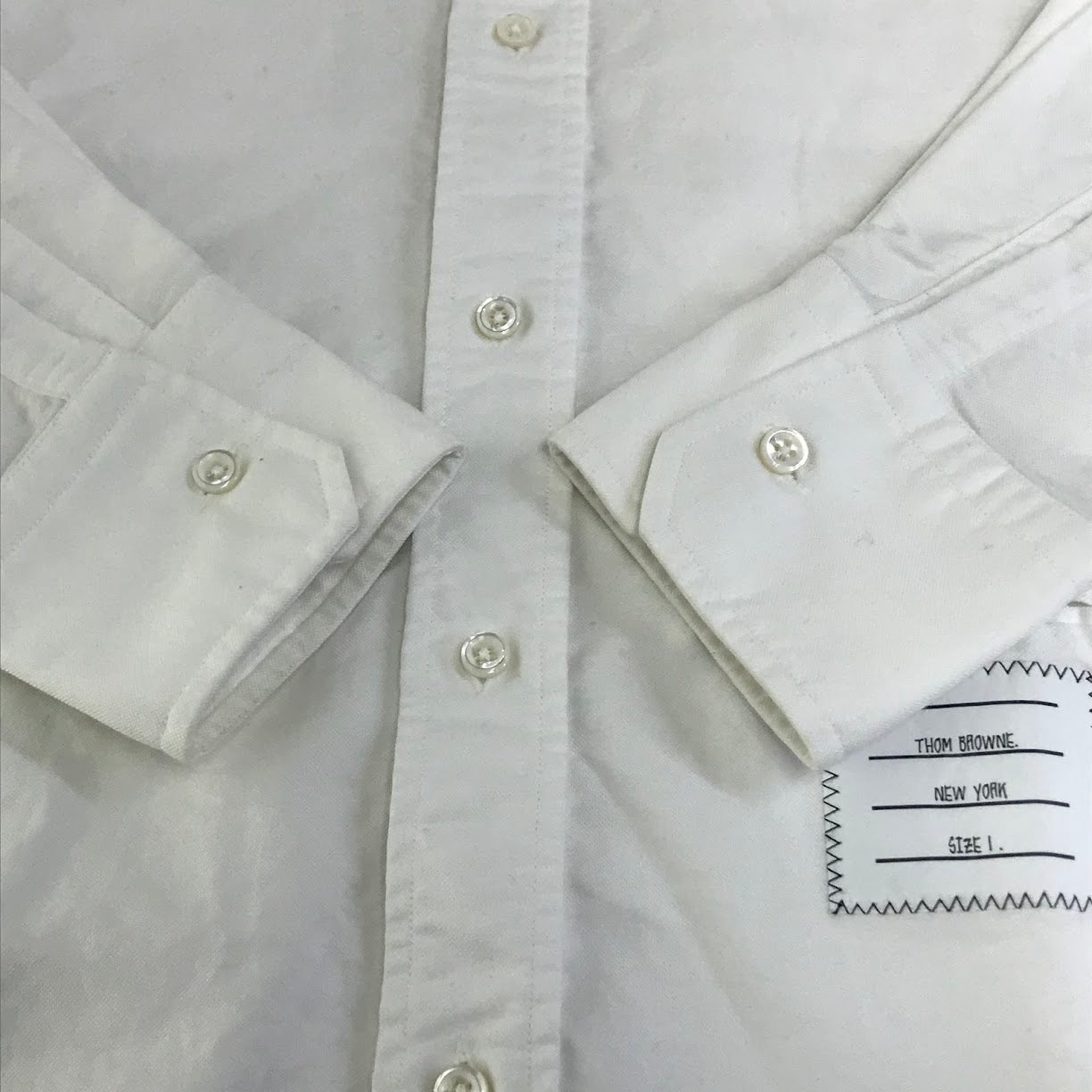 THOM BROWNE. | トムブラウン ボタンダウンシャツ 長袖シャツ MWL296A-00139100 ホワイト サイズ：1【倉吉店】