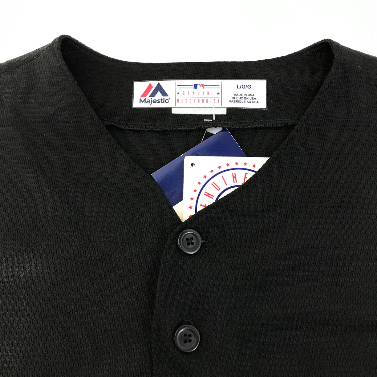 MAJESTIC | マジェスティック USA製 ベースボールシャツ 半袖シャツ ブラック サイズ：L【倉吉店】【代金引換不可・日時指定不可】【ポスト投函】