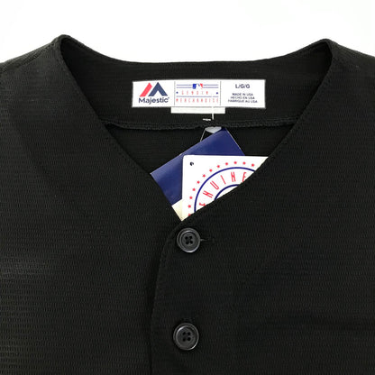 MAJESTIC | マジェスティック USA製 ベースボールシャツ 半袖シャツ ブラック サイズ：L【倉吉店】【代金引換不可・日時指定不可】【ポスト投函】
