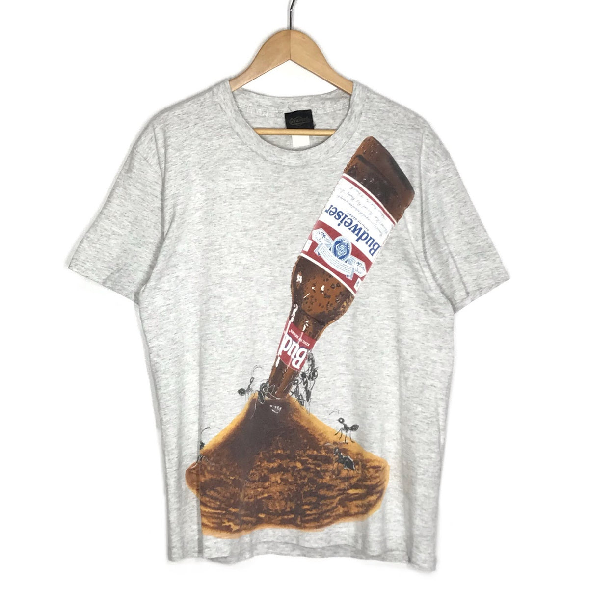 Changes｜チェンジーズ 1990's USA製 BUDWEISER THIS BUD'S FOR YOU GRAPHIC T-SHIRT 蟻 半袖Ｔシャツ グレー サイズ：M【倉吉店】
