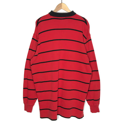 RALPH LAUREN | ラルフローレン ボーダー柄ラガーシャツ ポロシャツ レッド×ブラック サイズ：L【倉吉店】