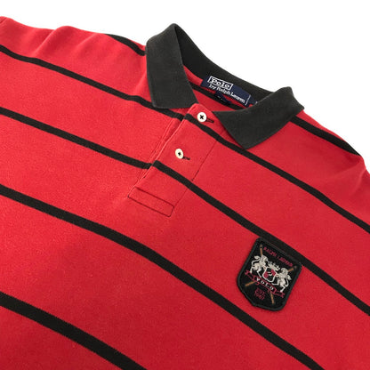 RALPH LAUREN | ラルフローレン ボーダー柄ラガーシャツ ポロシャツ レッド×ブラック サイズ：L【倉吉店】