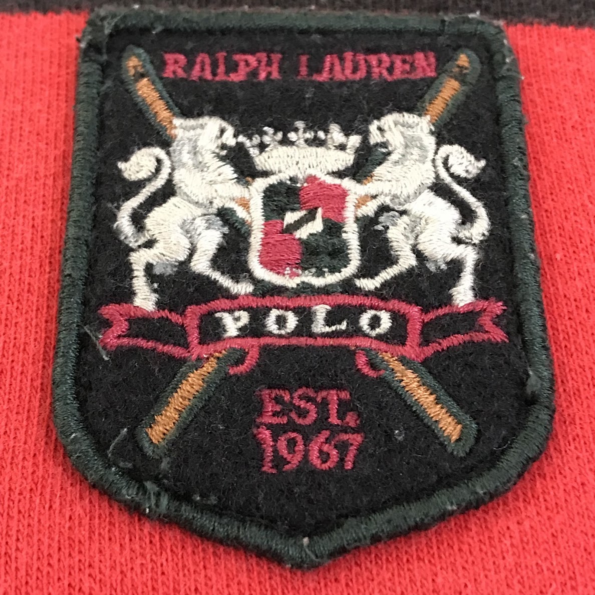 RALPH LAUREN | ラルフローレン ボーダー柄ラガーシャツ ポロシャツ レッド×ブラック サイズ：L【倉吉店】