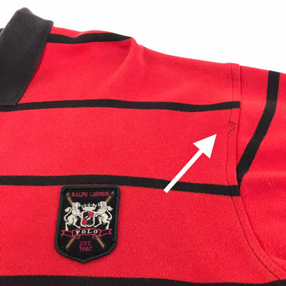 RALPH LAUREN | ラルフローレン ボーダー柄ラガーシャツ ポロシャツ レッド×ブラック サイズ：L【倉吉店】