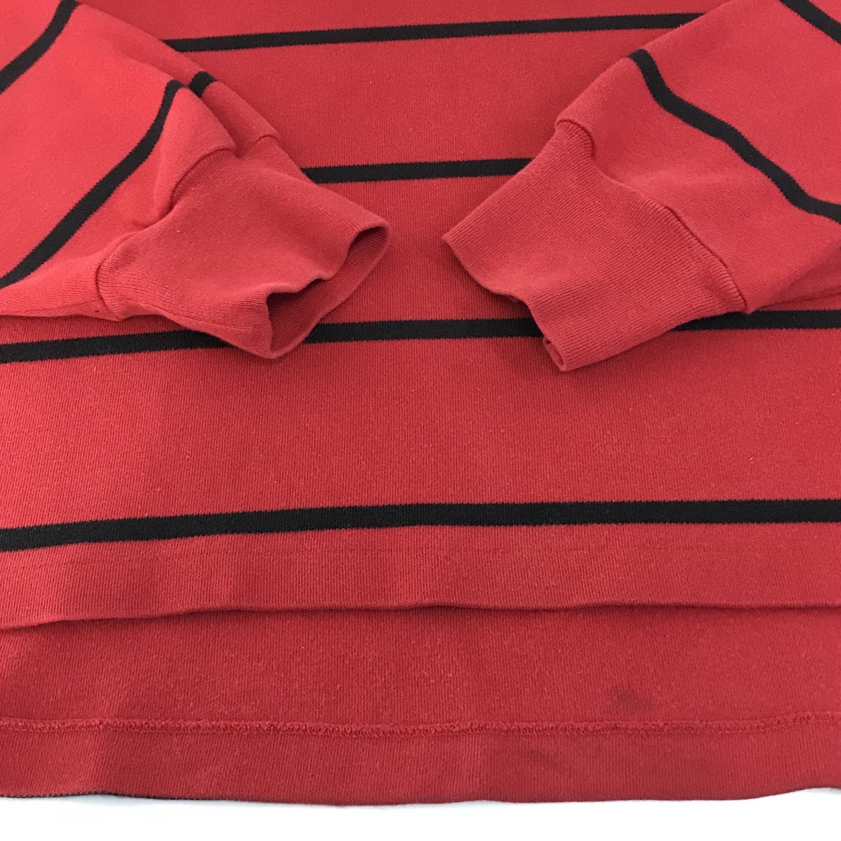 RALPH LAUREN | ラルフローレン ボーダー柄ラガーシャツ ポロシャツ レッド×ブラック サイズ：L【倉吉店】