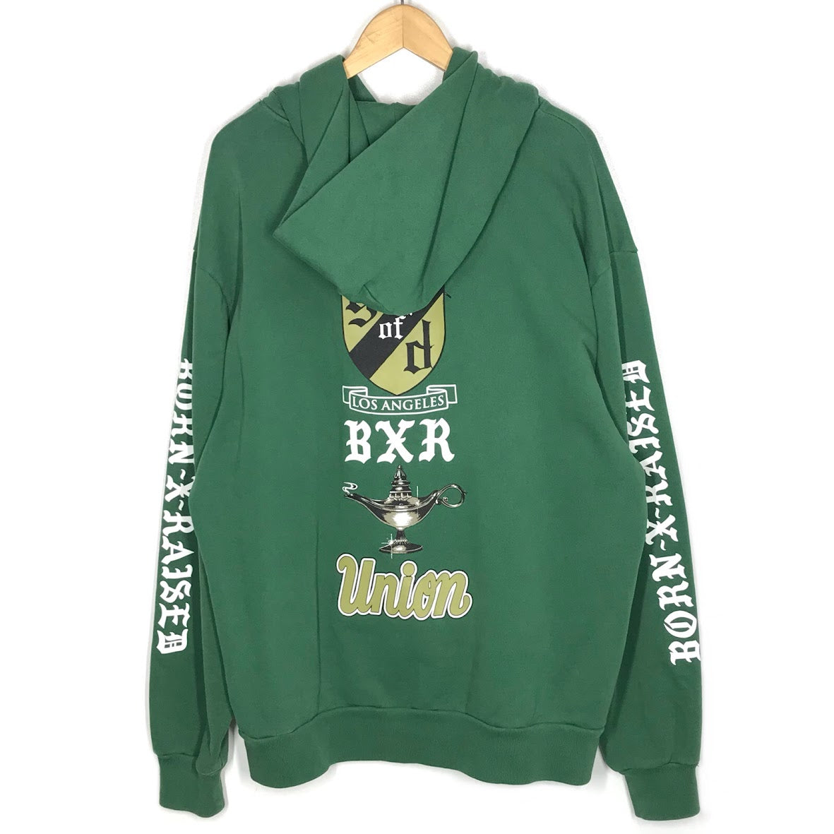 BORN x RAISED | ボーンアンドレイズド UNION HOODIE ESSENTIALS CORE プルオーバーパーカー パーカー グリーン サイズ：L【倉吉店】