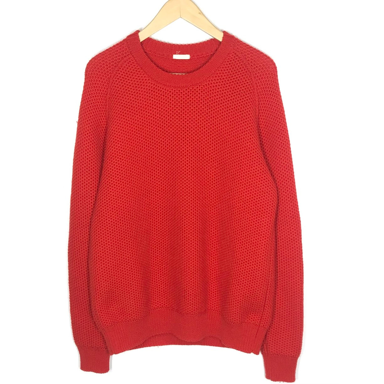 COMOLI | コモリ ウールニット 羊革パッチ付き ニット 12F-06001 レッド サイズ：2【倉吉店】