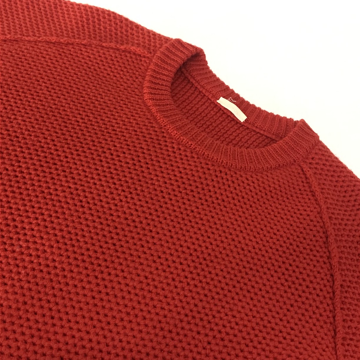 COMOLI | コモリ ウールニット 羊革パッチ付き ニット 12F-06001 レッド サイズ：2【倉吉店】