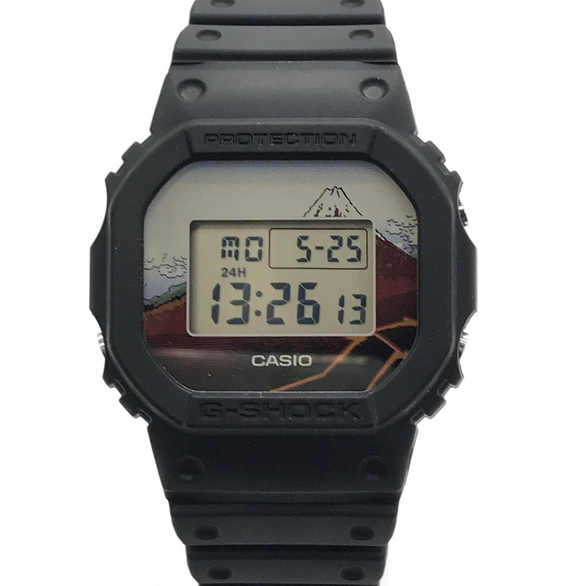 G-SHOCK | ジーショック 葛飾北斎 富嶽三十六景 山下白雨 デジタルクォーツ 腕時計 DW-5600KHSH25-1JR ブラック【倉吉店】