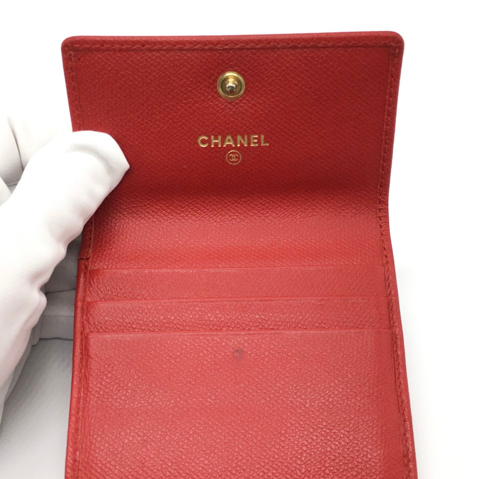 CHANEL | シャネル ココボタン Wホック折財布 長財布 A20902 レッド【倉吉店】