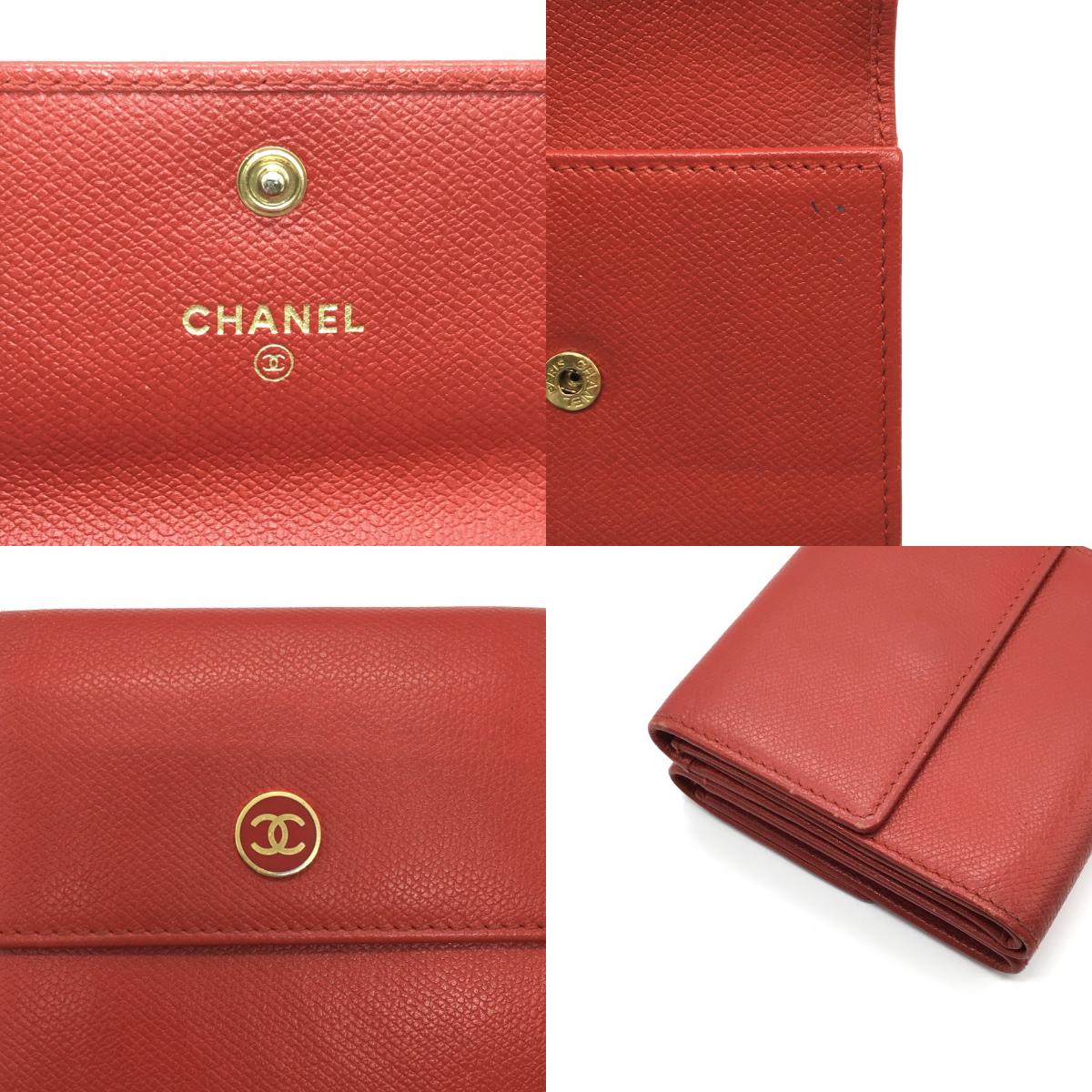 CHANEL | シャネル ココボタン Wホック折財布 長財布 A20902 レッド【倉吉店】
