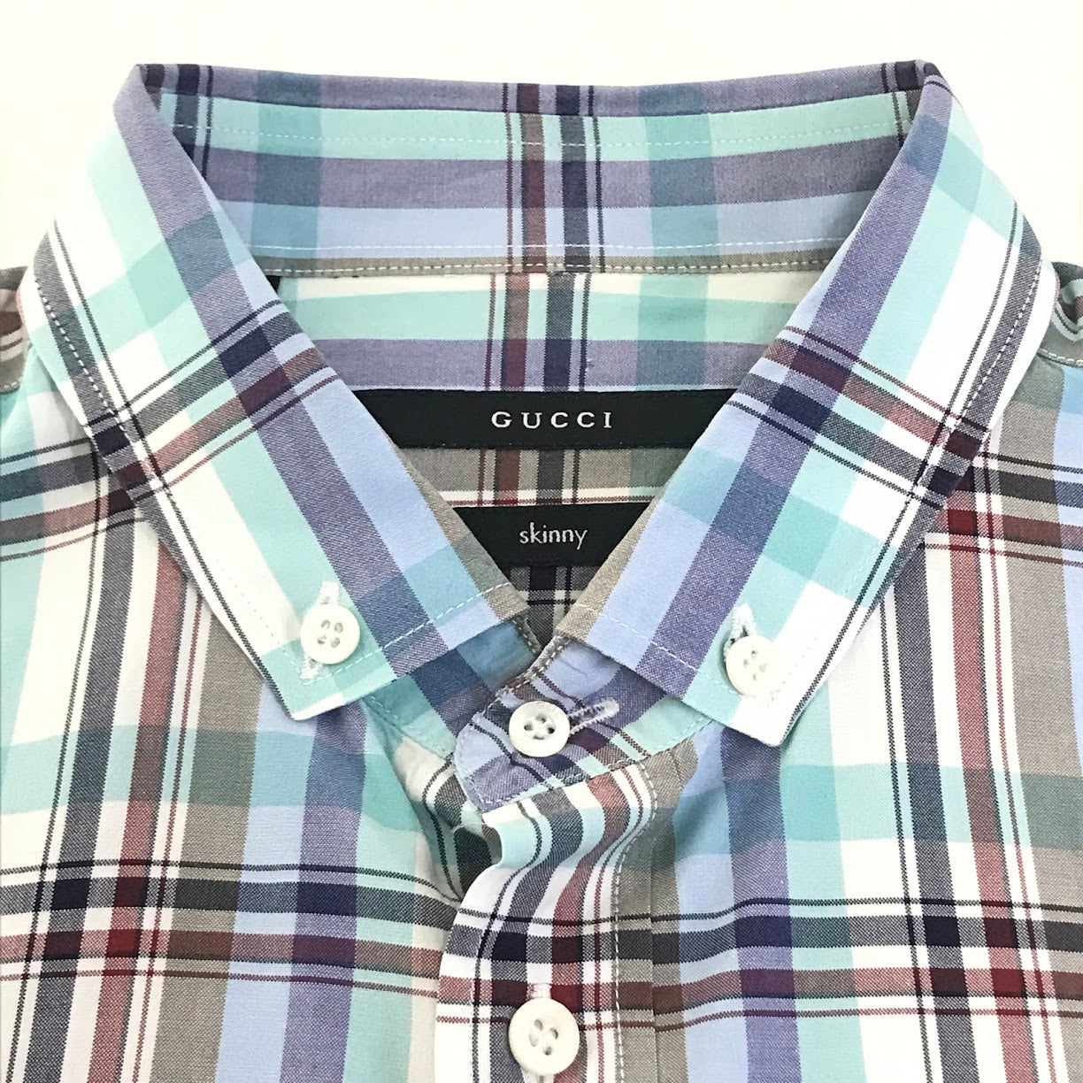 GUCCI | グッチ チェック柄 長袖シャツ 212983 ブルー サイズ：L【倉吉店】