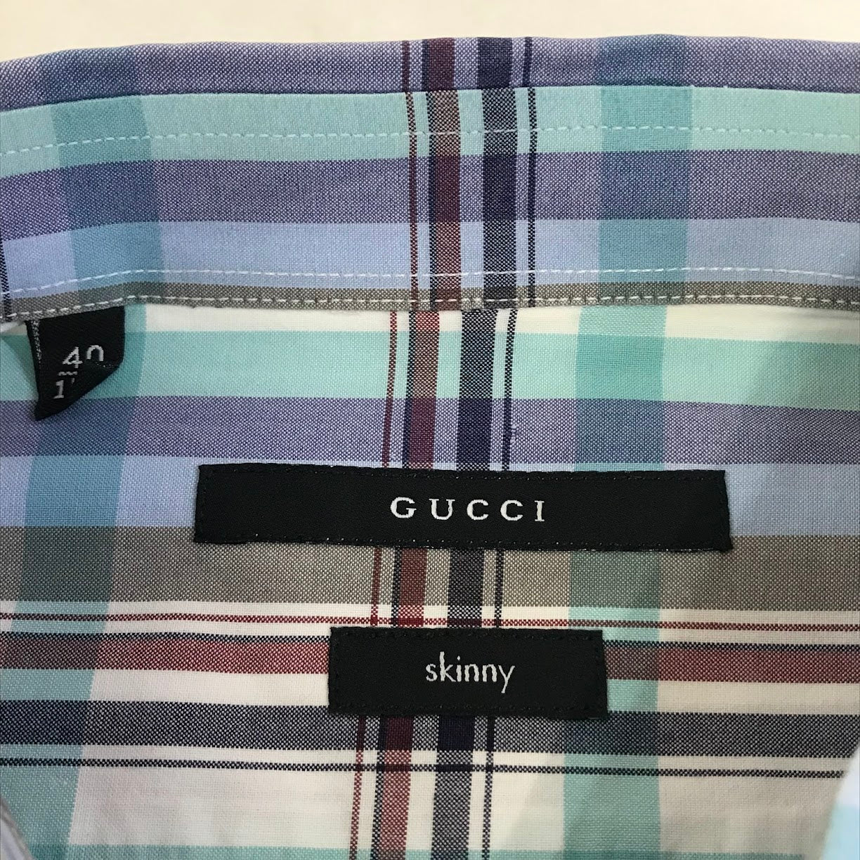 GUCCI | グッチ チェック柄 長袖シャツ 212983 ブルー サイズ：L【倉吉店】