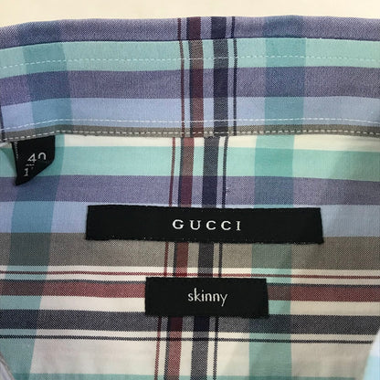 GUCCI | グッチ チェック柄 長袖シャツ 212983 ブルー サイズ：L【倉吉店】