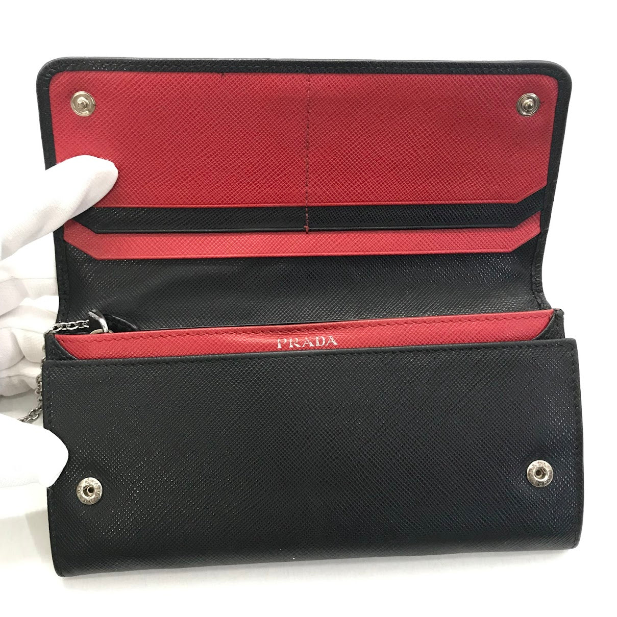 PRADA | プラダ SAFFIANO BICOLO 二つ折り長財布 長財布 1MH006 ブラック【倉吉店】