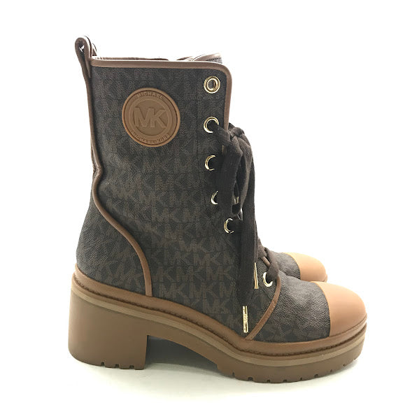 Michael Kors | マイケルコース レースアップ MK シグネチャー ブーツ PW22E ブラウン 24.5cm【倉吉店】