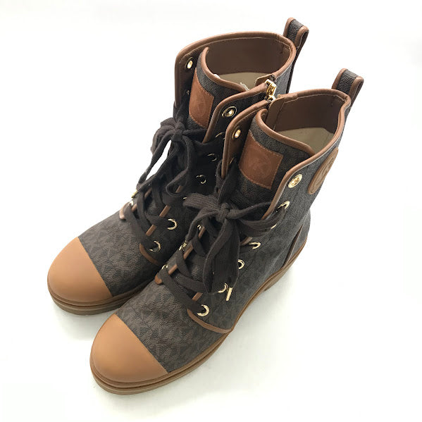 Michael Kors | マイケルコース レースアップ MK シグネチャー ブーツ PW22E ブラウン 24.5cm【倉吉店】