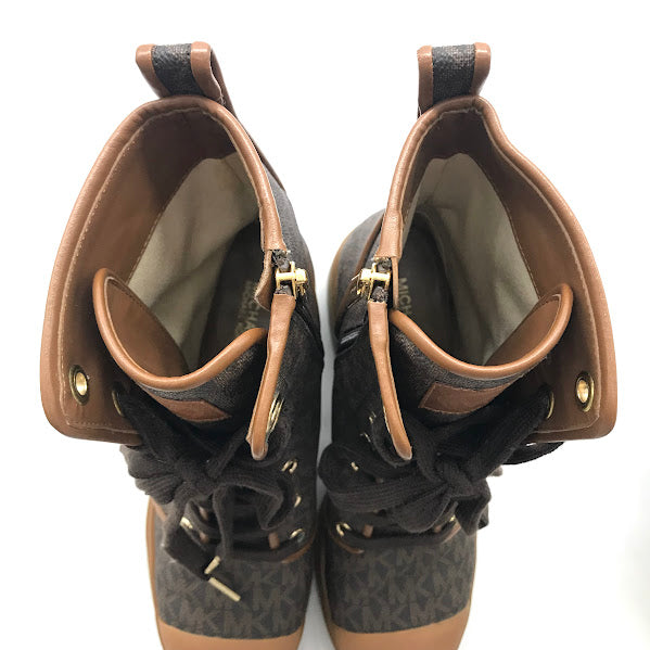 Michael Kors | マイケルコース レースアップ MK シグネチャー ブーツ PW22E ブラウン 24.5cm【倉吉店】