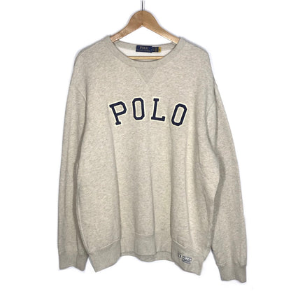 RALPH LAUREN | ラルフローレン Vガゼット フェルトロゴ スウェット ベージュ サイズ：XL【倉吉店】