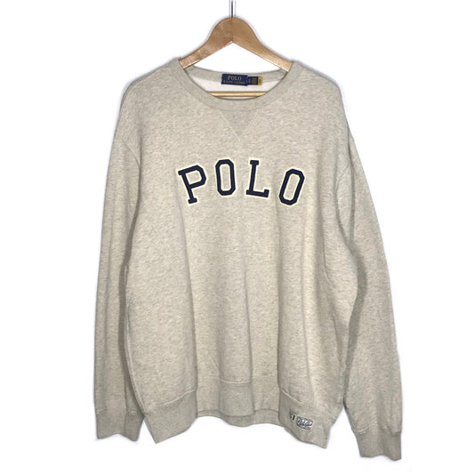 RALPH LAUREN | ラルフローレン Vガゼット フェルトロゴ スウェット ベージュ サイズ：XL【倉吉店】