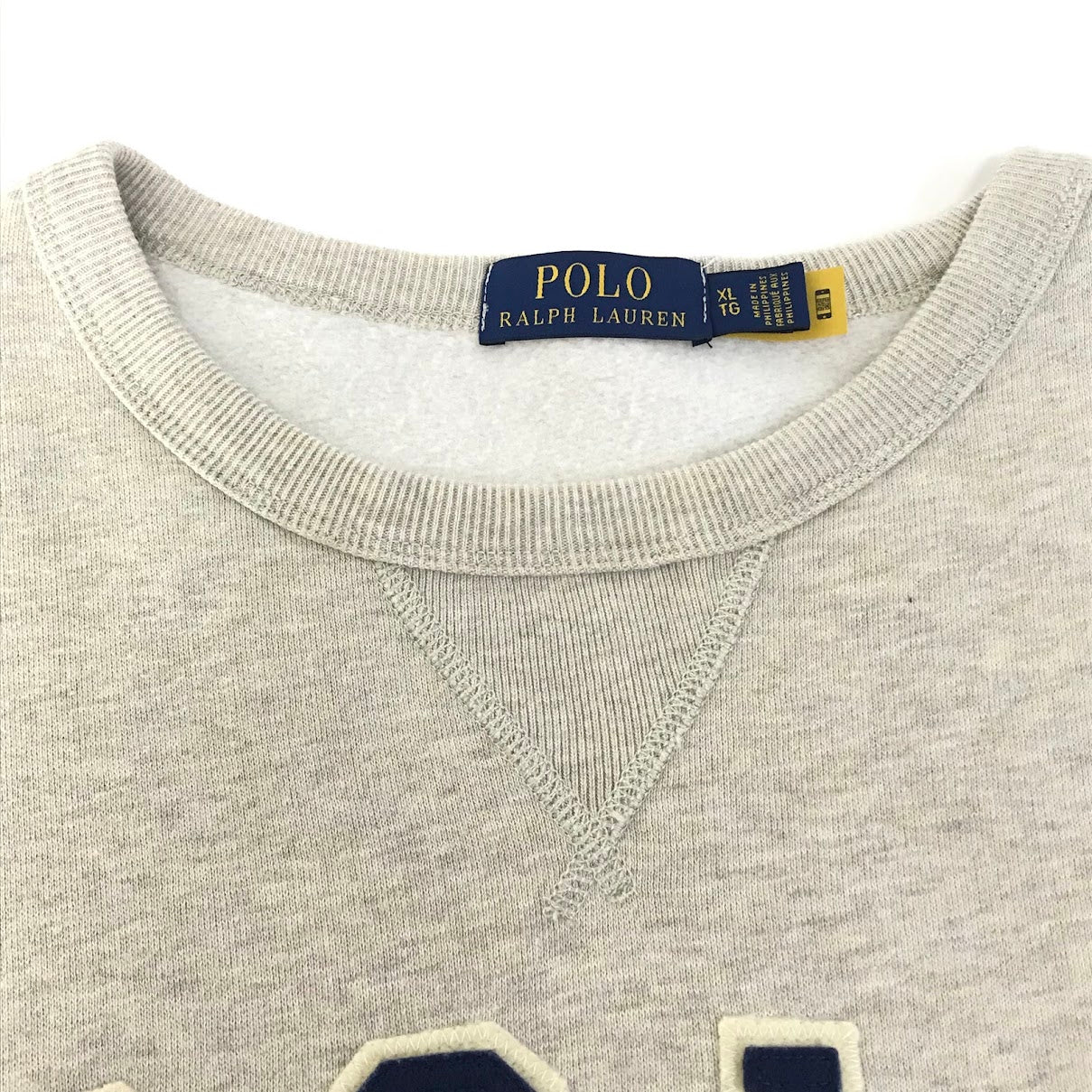 RALPH LAUREN | ラルフローレン Vガゼット フェルトロゴ スウェット ベージュ サイズ：XL【倉吉店】