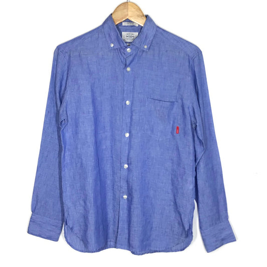 W)TAPS | ダブルタップス 14SS PLAIN L/S SHIRTS.LINEN.GAUZE.ALBINI アルビニ 長袖シャツ 141SPDT-SHM03 ブルー サイズ：S【倉吉店】