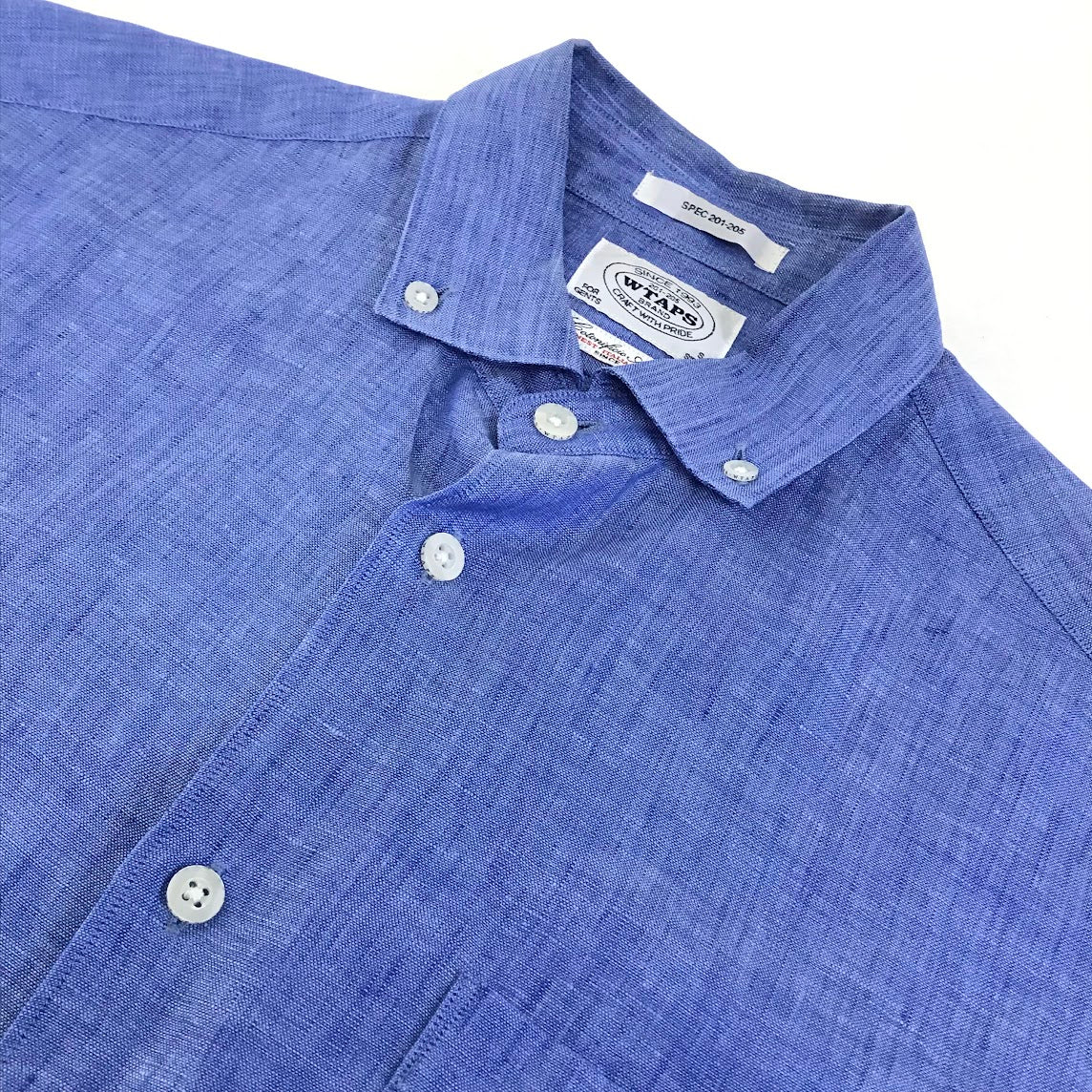 W)TAPS | ダブルタップス 14SS PLAIN L/S SHIRTS.LINEN.GAUZE.ALBINI アルビニ 長袖シャツ 141SPDT-SHM03 ブルー サイズ：S【倉吉店】