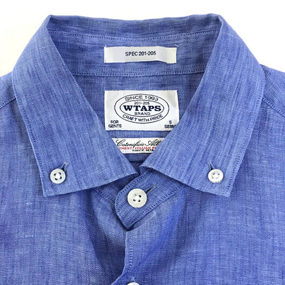 W)TAPS | ダブルタップス 14SS PLAIN L/S SHIRTS.LINEN.GAUZE.ALBINI アルビニ 長袖シャツ 141SPDT-SHM03 ブルー サイズ：S【倉吉店】