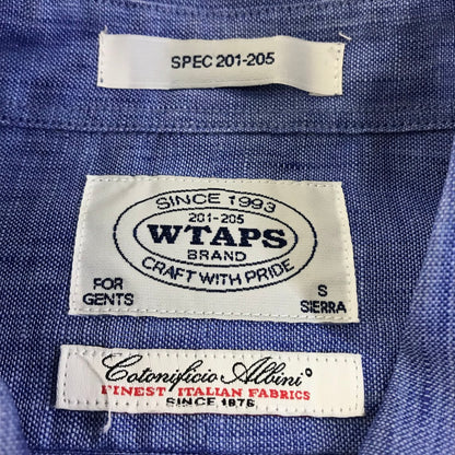 W)TAPS | ダブルタップス 14SS PLAIN L/S SHIRTS.LINEN.GAUZE.ALBINI アルビニ 長袖シャツ 141SPDT-SHM03 ブルー サイズ：S【倉吉店】