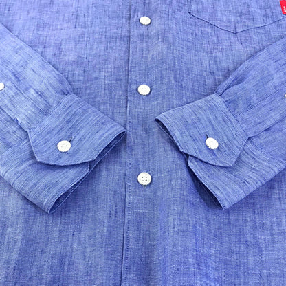 W)TAPS | ダブルタップス 14SS PLAIN L/S SHIRTS.LINEN.GAUZE.ALBINI アルビニ 長袖シャツ 141SPDT-SHM03 ブルー サイズ：S【倉吉店】