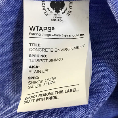 W)TAPS | ダブルタップス 14SS PLAIN L/S SHIRTS.LINEN.GAUZE.ALBINI アルビニ 長袖シャツ 141SPDT-SHM03 ブルー サイズ：S【倉吉店】