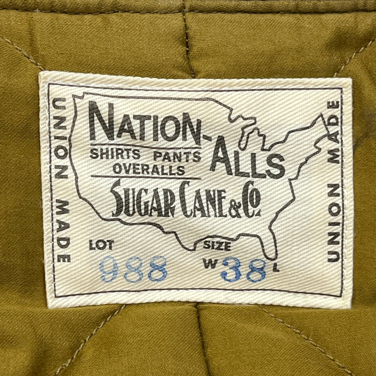SUGAR CANE | シュガーケーン COTTON MOLESKIN DOWN JACKET ダウンジャケット SC13988 カーキ サイズ：38【加古川店】
