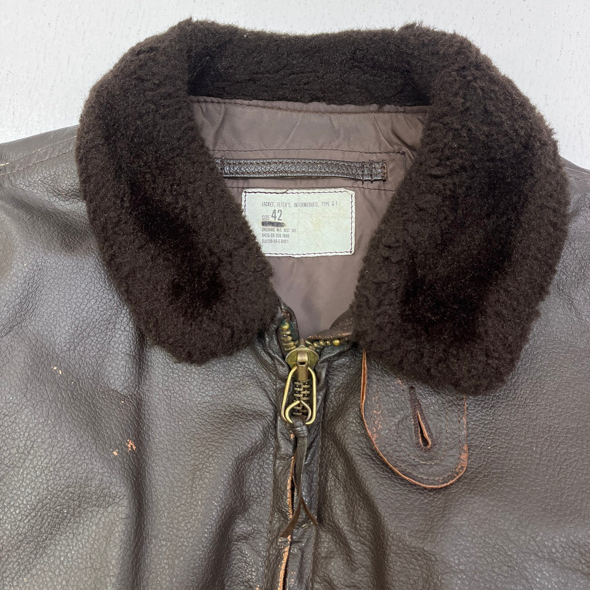 MILITARY衣料 | ミリタリーイリョウ u.s navy:g-1 flight jacket 80's ミリタリージャケット dla100-86-c-0481 ブラウン サイズ：42【加古川店】