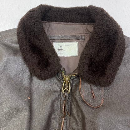 MILITARY衣料 | ミリタリーイリョウ u.s navy:g-1 flight jacket 80's ミリタリージャケット dla100-86-c-0481 ブラウン サイズ：42【加古川店】