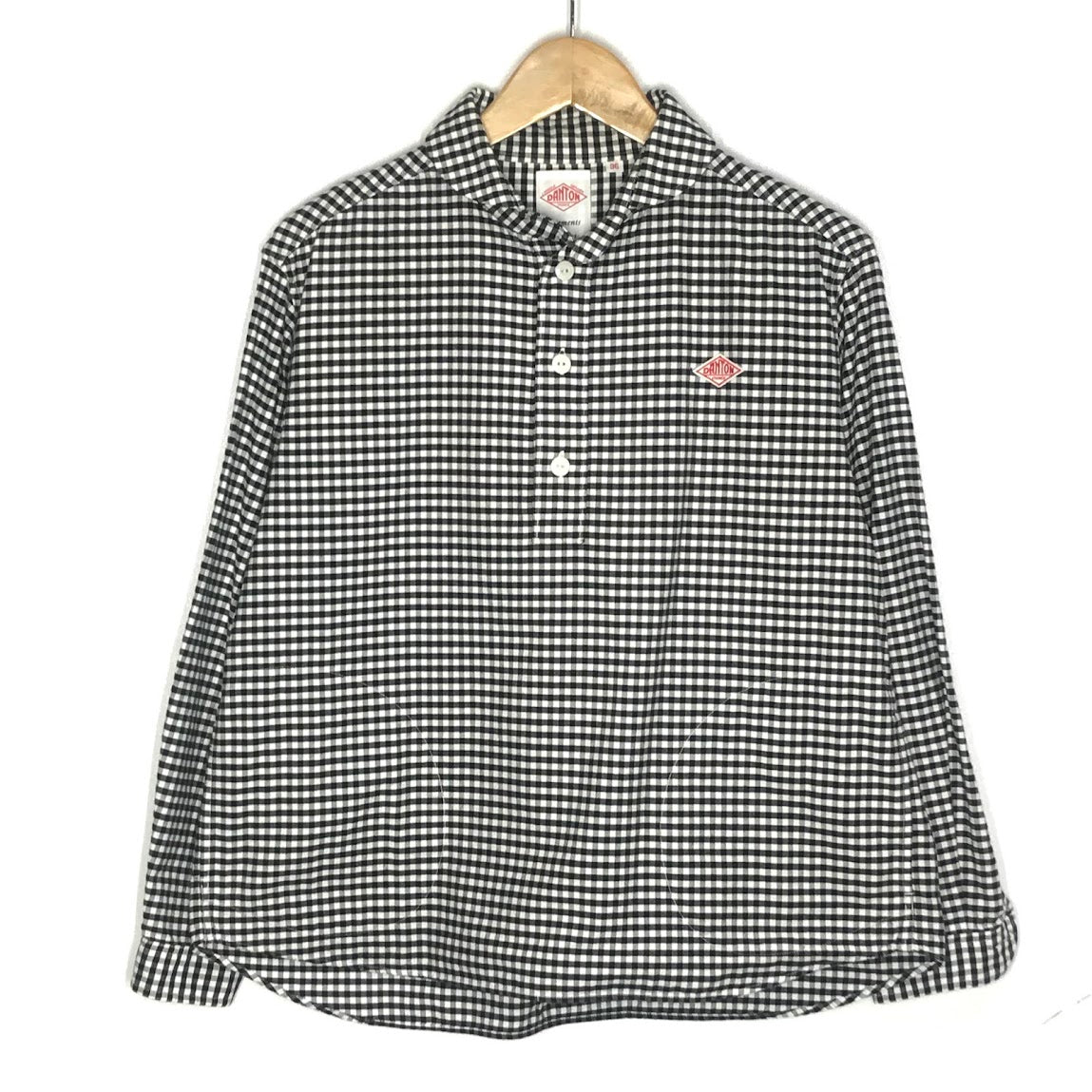 Danton | ダントン 丸襟プルオーバーシャツ チェック柄 長袖シャツ JD-3564 ブラック サイズ：36【倉吉店】